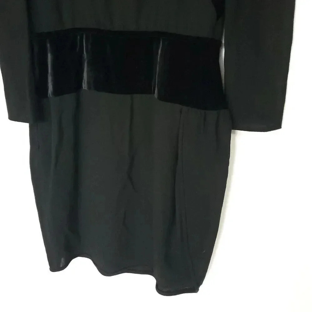 Valentino Boutique Vintage Dress Black Sz 38 US 4 Velvet & Wool Long Sleeves - Picture 7 of 16